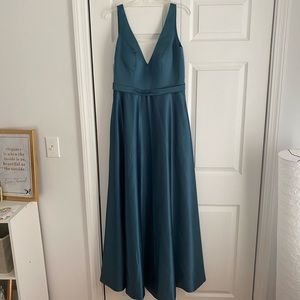 A-Line V-neck Satin Bridesmaid Dress
